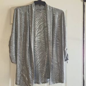 JM Collection Woman 1X Metallic Silver Cardigan